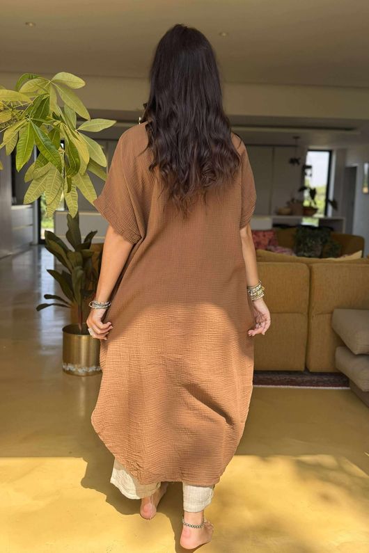 Made in Italy Paulo Pillow Cotton Shirt Dress Bronze /15 =